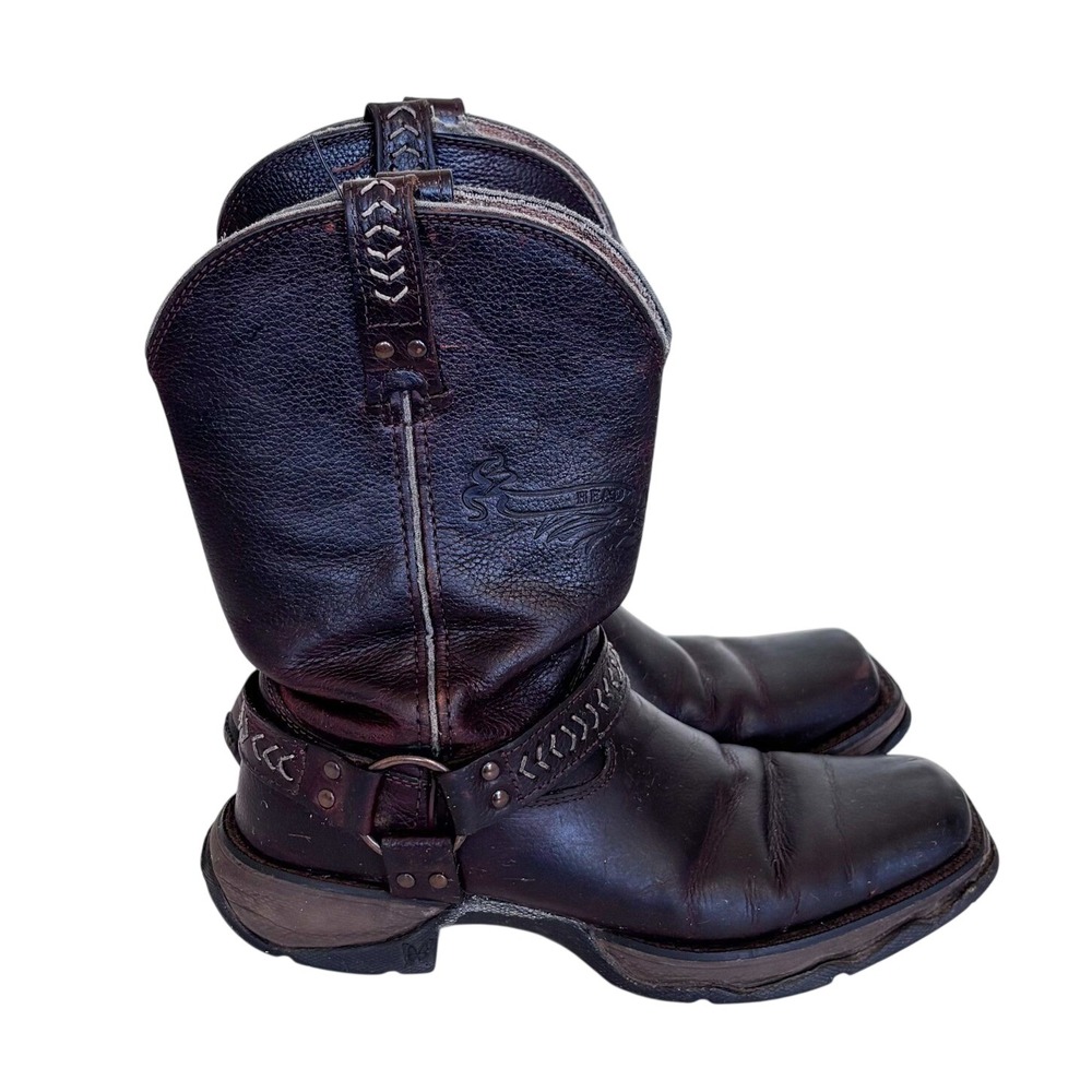 Durango Womens Flirt Western Harness Boots 6.5M Brown Leather Square Toe Cowgirl